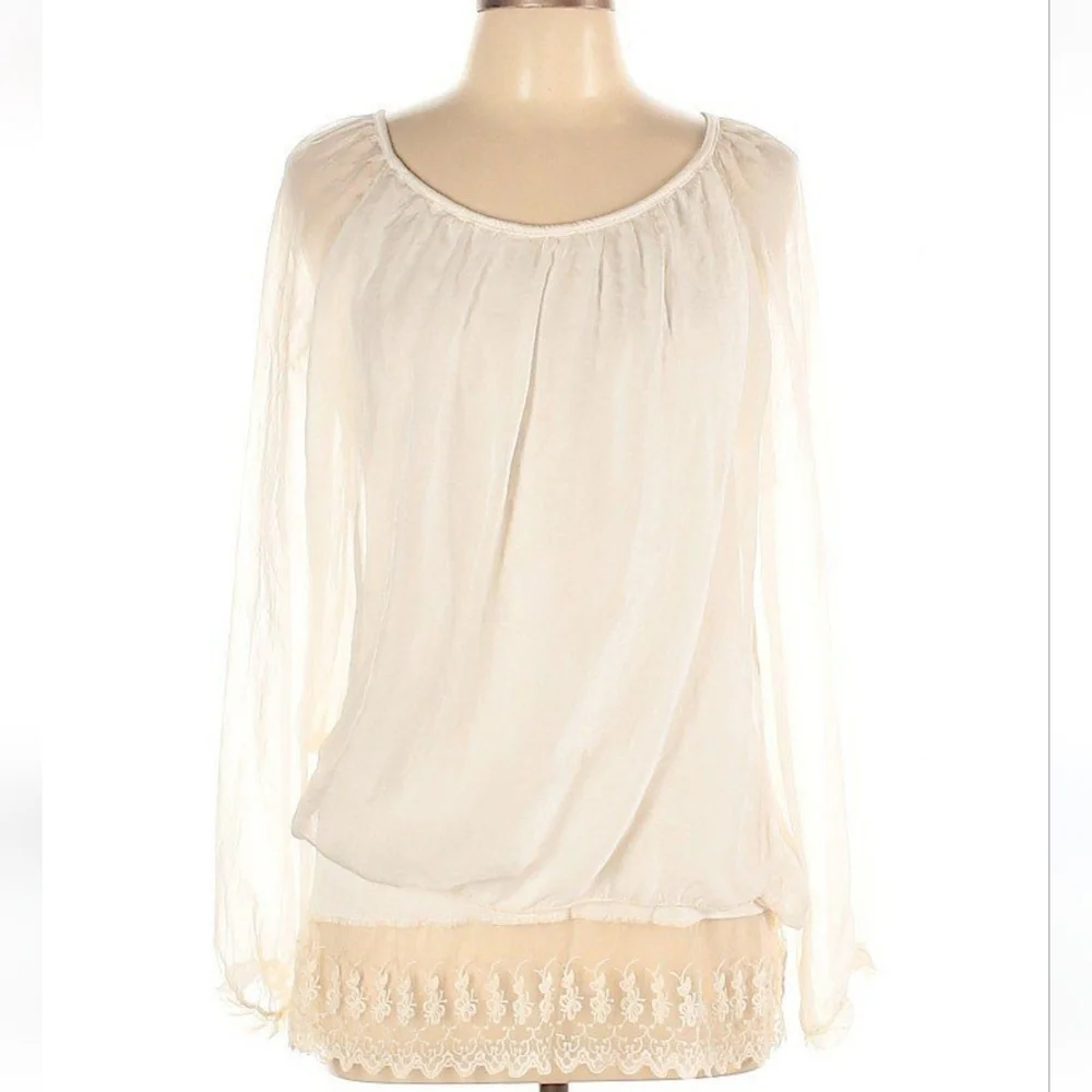 AMANTI SHEER SILK BLOUSE TOP - Picture 3 of 11